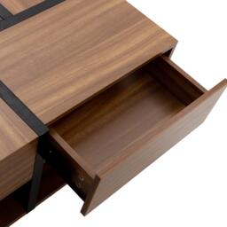Square Coffee Table with 4 Drawers and Bottom Storage Space, Wooden Table with Unique Pattern for Living Room, 78L x 78W x 36H cm, Natural - Aosom.UK - thumbnail 9