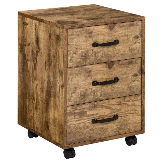 HOMCOM Rolling File Cabinet with 3 Drawers, Under Desk Mobile Filing Organizer Home Office Bedroom Furniture - Aosom UK - image 1