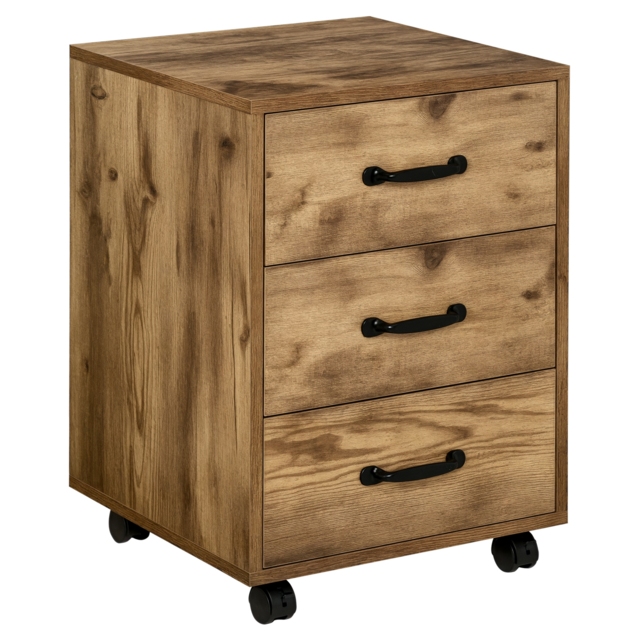 HOMCOM Rolling File Cabinet with 3 Drawers, Under Desk Mobile Filing Organizer Home Office Bedroom Furniture - Aosom UK - image 1