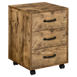 HOMCOM Rolling File Cabinet with 3 Drawers, Under Desk Mobile Filing Organizer Home Office Bedroom Furniture - Aosom UK - thumbnail 1
