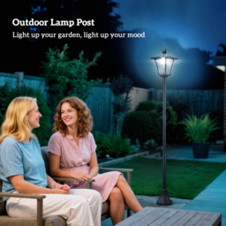 Outsunny Outdoor Solar Powered Post Lamp Sensor Dimmable LED Lantern Bollard Pathway 1.6M Tall – Black - thumbnail 9
