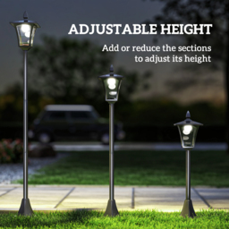Outsunny Outdoor Solar Powered Post Lamp Sensor Dimmable LED Lantern Bollard Pathway 1.6M Tall – Black - thumbnail 6