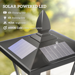 Outsunny Outdoor Solar Powered Post Lamp Sensor Dimmable LED Lantern Bollard Pathway 1.6M Tall – Black - thumbnail 4