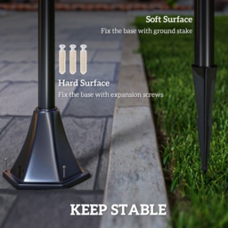 Outsunny Outdoor Solar Powered Post Lamp Sensor Dimmable LED Lantern Bollard Pathway 1.6M Tall – Black - thumbnail 8