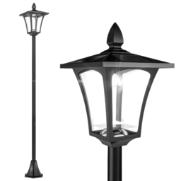 Outsunny Outdoor Solar Powered Post Lamp Sensor Dimmable LED Lantern Bollard Pathway 1.6M Tall – Black - thumbnail 1