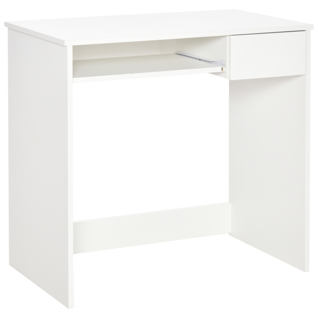 HOMCOM Computer Table w/ Keyboard Tray Drawer, Compact Small Computer PC Desk for Study, Office, Working, Gamingm, Writing Desk, White - Aosom UK - image 1