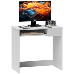 HOMCOM Computer Table w/ Keyboard Tray Drawer, Compact Small Computer PC Desk for Study, Office, Working, Gamingm, Writing Desk, White - Aosom UK