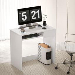 HOMCOM Computer Table w/ Keyboard Tray Drawer, Compact Small Computer PC Desk for Study, Office, Working, Gamingm, Writing Desk, White - Aosom UK - thumbnail 2