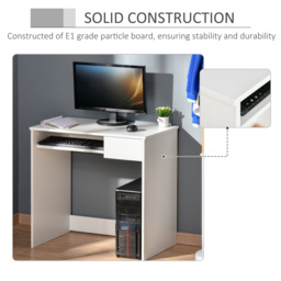 HOMCOM Computer Table w/ Keyboard Tray Drawer, Compact Small Computer PC Desk for Study, Office, Working, Gamingm, Writing Desk, White - Aosom UK - thumbnail 5
