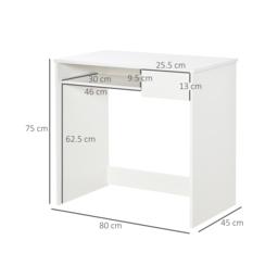 HOMCOM Computer Table w/ Keyboard Tray Drawer, Compact Small Computer PC Desk for Study, Office, Working, Gamingm, Writing Desk, White - Aosom UK - thumbnail 3