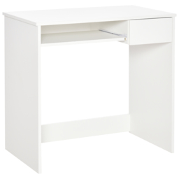 HOMCOM Computer Table w/ Keyboard Tray Drawer, Compact Small Computer PC Desk for Study, Office, Working, Gamingm, Writing Desk, White - Aosom UK - thumbnail 1