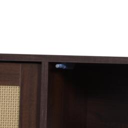 Stylish TV Stand Cabinet with Rattan Sliding Doors & 2 Drawers, Sturdy Media Console with Ample Storage, 190L x 40W x 52H cm, Wood - Aosom UK - thumbnail 9