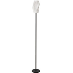 HOMCOM Floor Lamp for Living Room, 3D Printed Modern Standing Lamp with Flowing Curved Shade & Foot Switch, Minimalist Tall Pole Lampshade for Bedroom, Office, E27 Holder without Bulb (25W Max), White - thumbnail 1