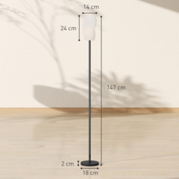 HOMCOM Floor Lamp for Living Room, 3D Printed Modern Standing Lamp with Flowing Curved Shade & Foot Switch, Minimalist Tall Pole Lampshade for Bedroom, Office, E27 Holder without Bulb (25W Max), White - thumbnail 3