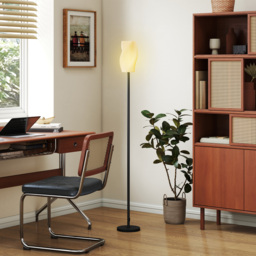 HOMCOM Floor Lamp for Living Room, 3D Printed Modern Standing Lamp with Flowing Curved Shade & Foot Switch, Minimalist Tall Pole Lampshade for Bedroom, Office, E27 Holder without Bulb (25W Max), White - thumbnail 8