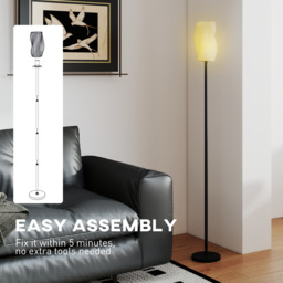 HOMCOM Floor Lamp for Living Room, 3D Printed Modern Standing Lamp with Flowing Curved Shade & Foot Switch, Minimalist Tall Pole Lampshade for Bedroom, Office, E27 Holder without Bulb (25W Max), White - thumbnail 7