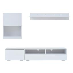3-Piece TV Wall Unit Set with App-Controlled LED Lights, High-Gloss TV Cabinet Set for Modern Living Areas, 175L x 39W x 34H cm, White - Aosom UK - thumbnail 2