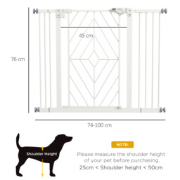 PawHut Pressure Fit Stair Gate Dog Gate w/ Auto Closing Door, Double Locking, Easy Installation, for 74-100cm Openings - White - Aosom UK - thumbnail 3