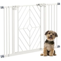 PawHut Pressure Fit Stair Gate Dog Gate w/ Auto Closing Door, Double Locking, Easy Installation, for 74-100cm Openings - White - Aosom UK