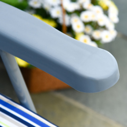Outsunny Set of 2 Garden Sun Lounger Outdoor Reclining Seat Cushioned Seat Foldable Adjustable Recliner Blue and White - Aosom UK - thumbnail 8