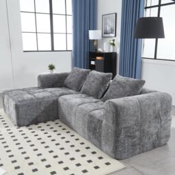 Oversized Modular L-Shaped Sofa with Deep-Seated Sleeper Design, Plush Sectional Sofa with Hidden Side Pockets, 250L x 158W x 60H cm, Grayi - Aosom UK - thumbnail 8