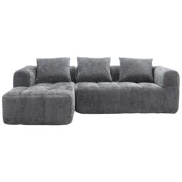 Oversized Modular L-Shaped Sofa with Deep-Seated Sleeper Design, Plush Sectional Sofa with Hidden Side Pockets, 250L x 158W x 60H cm, Grayi - Aosom UK - thumbnail 2