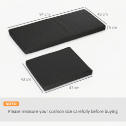 Outsunny Outdoor Seat Cushion Pads for Rattan Furniture, 3 PCs Garden Furniture Cushions, Black - thumbnail 3