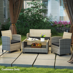 Outsunny Outdoor Seat Cushion Pads for Rattan Furniture, 3 PCs Garden Furniture Cushions, Black - thumbnail 8