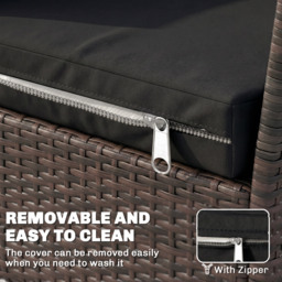 Outsunny Outdoor Seat Cushion Pads for Rattan Furniture, 3 PCs Garden Furniture Cushions, Black - thumbnail 7