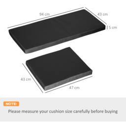 Outsunny Outdoor Seat Cushion Pads for Rattan Furniture, 3 PCs Garden Furniture Cushions, Black - thumbnail 3