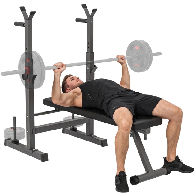 HOMCOM Adjustable Weight Bench, Foldable Bench Press with Barbell Rack, Dip Station, Home Gym, Strength Training, Multiuse - Aosom UK - image 1