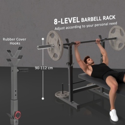 HOMCOM Adjustable Weight Bench, Foldable Bench Press with Barbell Rack, Dip Station, Home Gym, Strength Training, Multiuse - Aosom UK - thumbnail 6