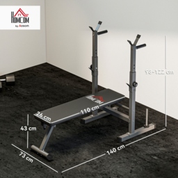 HOMCOM Adjustable Weight Bench, Foldable Bench Press with Barbell Rack, Dip Station, Home Gym, Strength Training, Multiuse - Aosom UK - thumbnail 3
