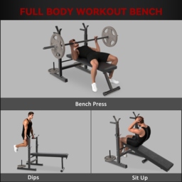HOMCOM Adjustable Weight Bench, Foldable Bench Press with Barbell Rack, Dip Station, Home Gym, Strength Training, Multiuse - Aosom UK - thumbnail 4