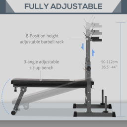 HOMCOM Adjustable Weight Bench, Foldable Bench Press with Barbell Rack, Dip Station, Home Gym, Strength Training, Multiuse - Aosom UK - thumbnail 5