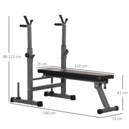HOMCOM Adjustable Weight Bench, Foldable Bench Press with Barbell Rack, Dip Station, Home Gym, Strength Training, Multiuse - Aosom UK - thumbnail 3