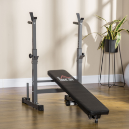HOMCOM Adjustable Weight Bench, Foldable Bench Press with Barbell Rack, Dip Station, Home Gym, Strength Training, Multiuse - Aosom UK - thumbnail 2
