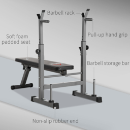 HOMCOM Adjustable Weight Bench, Foldable Bench Press with Barbell Rack, Dip Station, Home Gym, Strength Training, Multiuse - Aosom UK - thumbnail 7