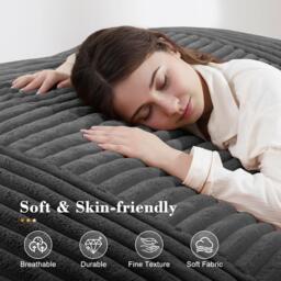3-In-1 Convertible Bean Bag Chair with Soft Ribbed Corduroy Fabric, Memory Foam Lounger with Removable Cover, 185L x 132W cm, Dark Gray - Aosom UK - thumbnail 6