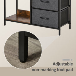 HOMCOM Storage Dresser: 3 Fabric Drawers & 2 Display Shelves in Black for Living Room & Bedroom - Aosom UK - thumbnail 6