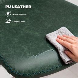 HOMCOM Bar Stools Set of 2, PU Leather Barstools with Backrest and Footrest for Kitchen, Counter, Breakfast Bar, Green - thumbnail 7