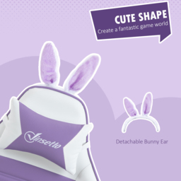 Vinsetto Racing Best Gaming Chair w/ Bunny Eears, the Manual Footrest & Faux Leather Upholstery as Recliner Chair, Purple - Aosom UK - thumbnail 4