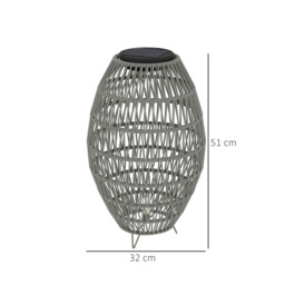 Outsunny Rattan Solar Table Lamp, Garden Solar Lantern with Auto On/Off Light, IP44 Waterproof, Decorative Outdoor Rattan Lamp for Porch, Pathway, Grey - thumbnail 3
