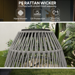 Outsunny Rattan Solar Table Lamp, Garden Solar Lantern with Auto On/Off Light, IP44 Waterproof, Decorative Outdoor Rattan Lamp for Porch, Pathway, Grey - thumbnail 6