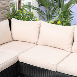 Outsunny 5-Seater Rattan Garden Furniture Outdoor Sectional Corner Sofa and Coffee Table Set  Conservatory Wicker Weave w/ Armrest and Cushions, Black - thumbnail 9