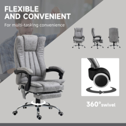 Vinsetto 6-Points Massage Office Chair w/ Vibrating & Heating, Microfibre Executive Office Chair with Manual Footrest, Anti-Cat-Scratch , Grey - Aosom UK - thumbnail 5