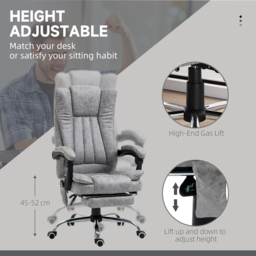 Vinsetto 6-Points Massage Office Chair w/ Vibrating & Heating, Microfibre Executive Office Chair with Manual Footrest, Anti-Cat-Scratch , Grey - Aosom UK - thumbnail 4