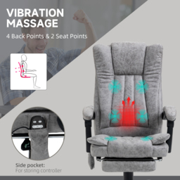 Vinsetto 6-Points Massage Office Chair w/ Vibrating & Heating, Microfibre Executive Office Chair with Manual Footrest, Anti-Cat-Scratch , Grey - Aosom UK - thumbnail 6