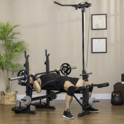 HOMCOM Adjustable Weight Bench with Pulley System, Incline Bench Press Set with Squat Rack, Leg Developer, Butterfly and Weight Storage, for Home Gym Full Body Workout - thumbnail 2