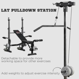 HOMCOM Adjustable Weight Bench with Pulley System, Incline Bench Press Set with Squat Rack, Leg Developer, Butterfly and Weight Storage, for Home Gym Full Body Workout - thumbnail 5
